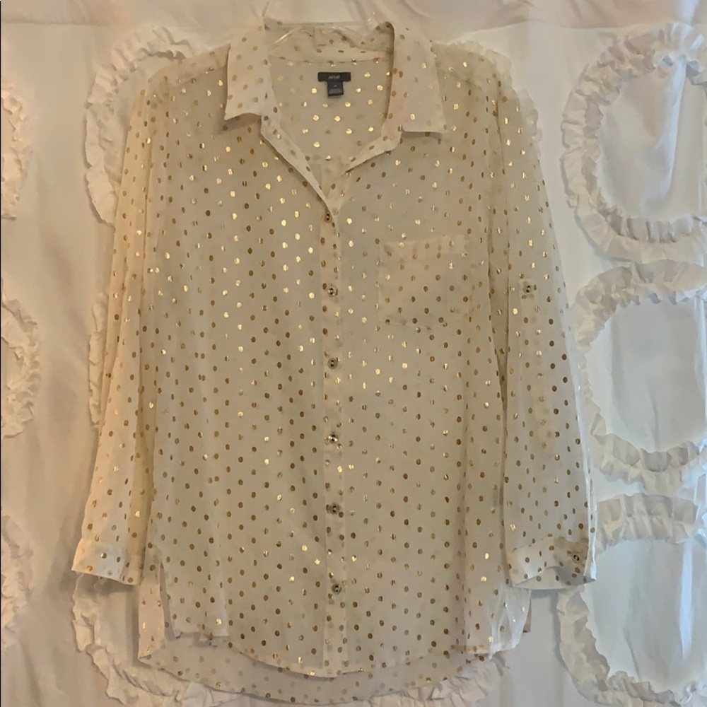 Aerie Gold polka dot blouse